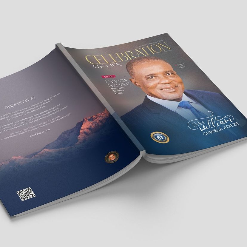 Funeral program of event burial brochure pamphlet design and printing in lagos nigeria.
                                                  