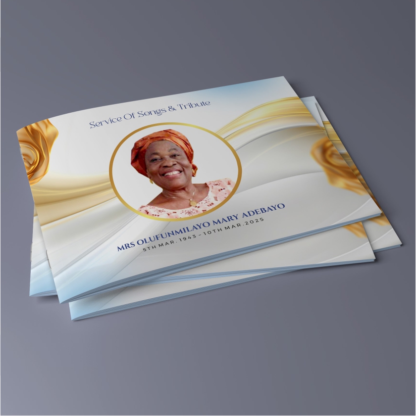 Funeral program of event burial brochure pamphlet design and printing in lagos nigeria.
                                                  