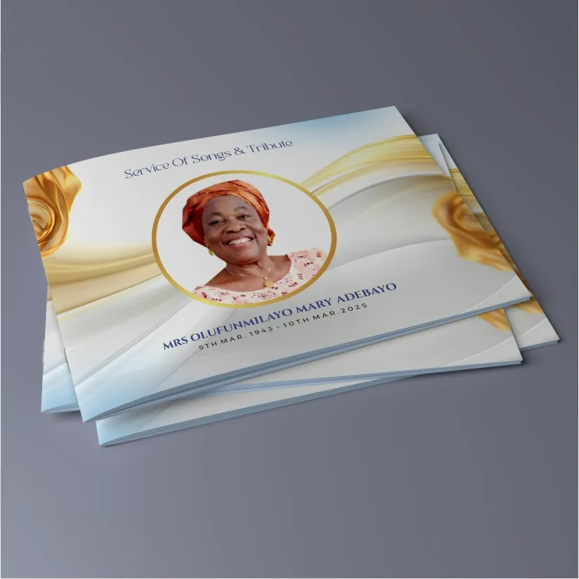 Funeral program of event burial brochure pamphlet design and printing in lagos nigeria.
                                                  