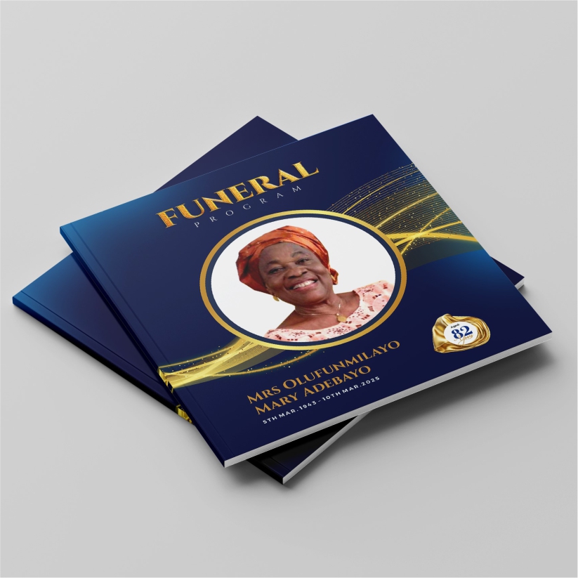 best quality square Funeral brochure square burial program service of songs pamphlet design and printing in lagos nigeria.
                                                  