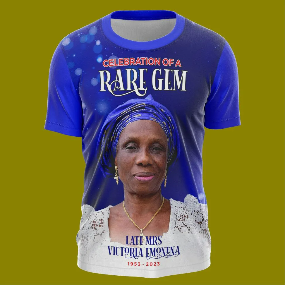 best high top quality custom branded customized promotional retractable fashionable funeral/burial event souvenir round neck t-shirt design and printing in Lagos, Abuja, Nigeria, Africa.