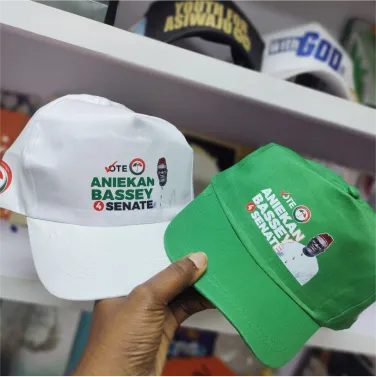 best high top quality custom branded customized office promotional retractable corporate face cap design and printing in Lagos, Abuja, Nigeria, Africa.