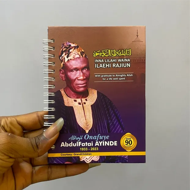 Customized high top quality custom branded retractable fashionable funeral/burial event souvenir jotter notepad design and printing in Lagos, Abuja, Nigeria, Africa