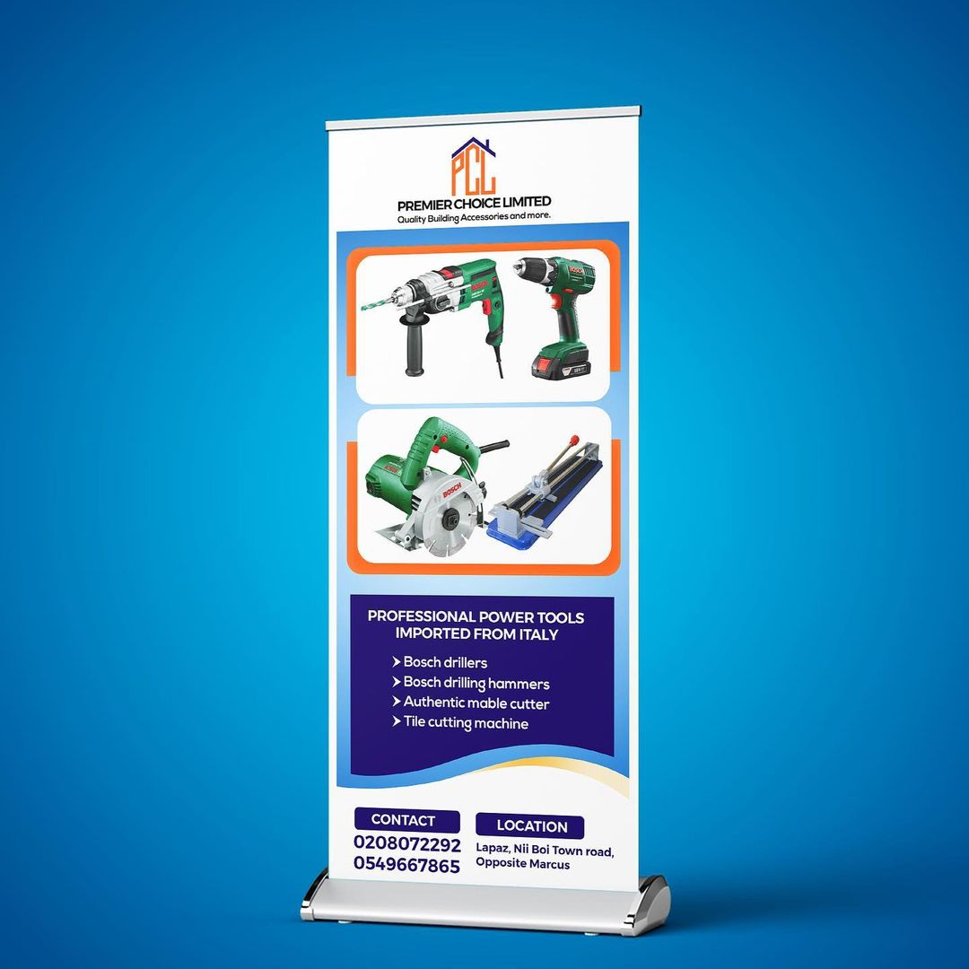 Customized branded best high top quality custom promotional advert roll up banner design and printing in Lagos, Abuja, Nigeria, Africa.