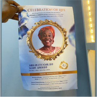 High top best quality customized branded custom retractable luxury premium funeral/burial poster design and printing in Lagos, Abuja, Nigeria, Africa.