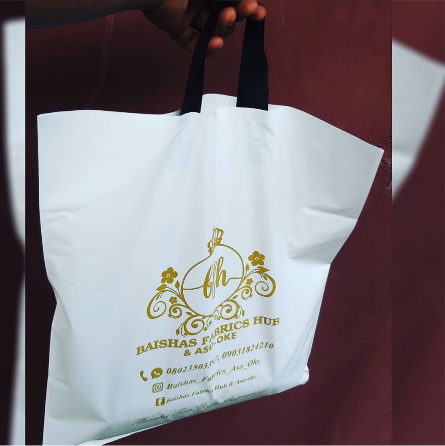 High best top quality customized branded custom premium fancy loop handle nylon bag design and printing
                                                            in Lagos, Abuja, Nigeria, Africa.