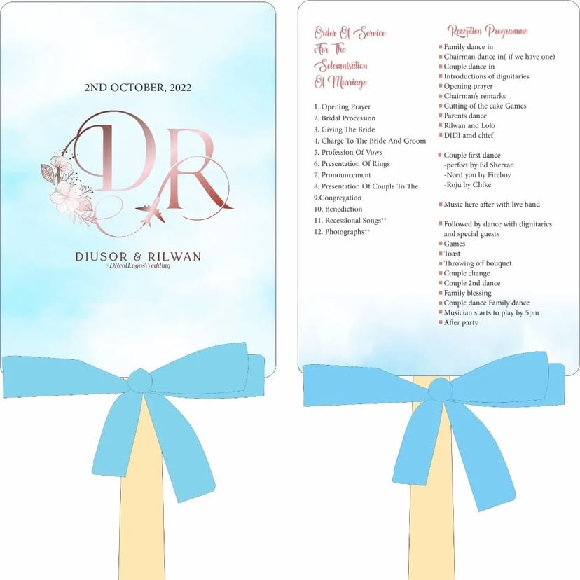 Customized branded best high top quality custom wedding event souvenir gift handfan design and printing in Lagos, Abuja, Nigeria, Africa.