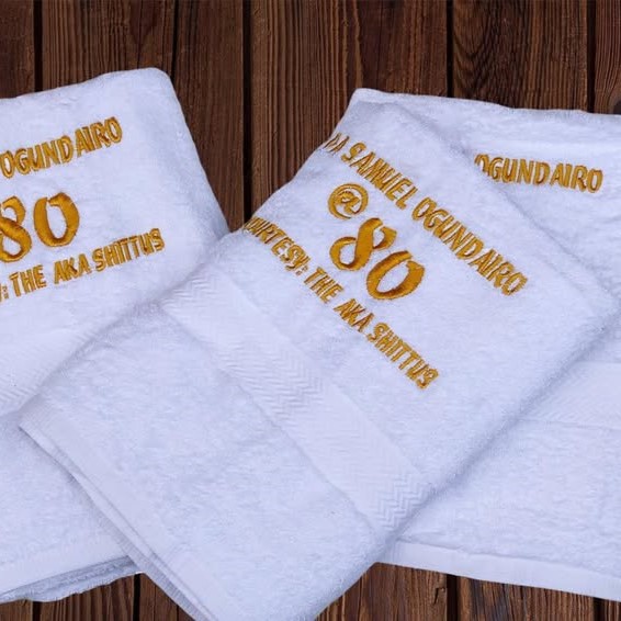 Best high top quality customized branded custom embroidered face towel design and printing in Lagos, Abuja, Nigeria, Africa.