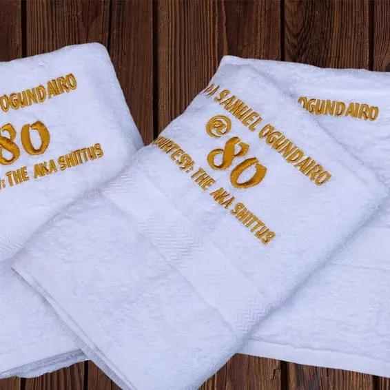 Best high top quality customized branded custom embroidered face towel design and printing in Lagos, Abuja, Nigeria, Africa.