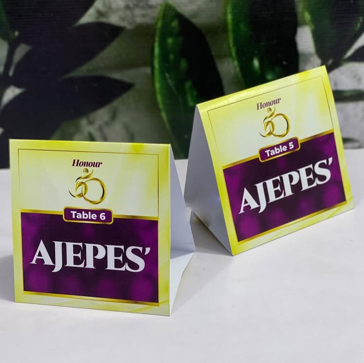 Customized branded best high top quality custom table number tags design and printing in Lagos, Abuja, Nigeria, Africa.