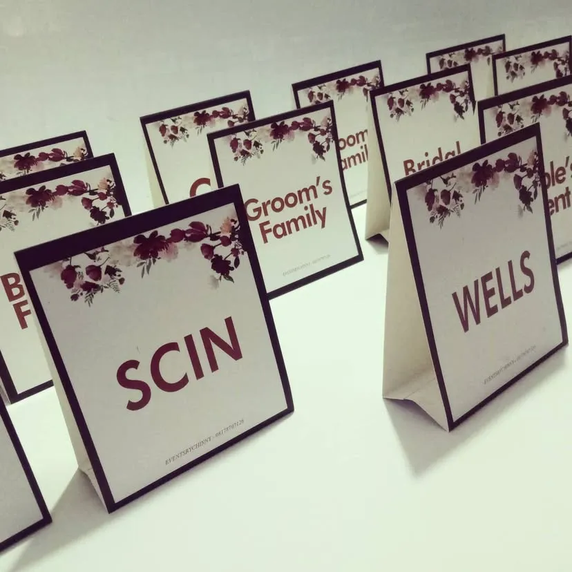 custom self-stand table reservation table tags tent cards design & printing in lagos nigeria