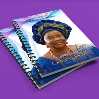 Top high best quality customized branded standard fancy retractable promotional funeral/burial A5 hard cover jotter notepad design and printing in Lagos, Abuja, Nigeria Africa.