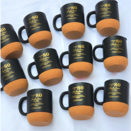 best high top quality custom branded customized office promotional retractable corporate cork bottom mug design and printing in Lagos, Abuja, Nigeria, Africa.