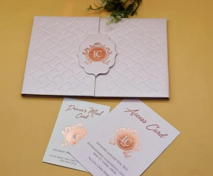 premium quality wedding marriage white wedding
                                                        invitation card set design and printing in lagos nigeria
