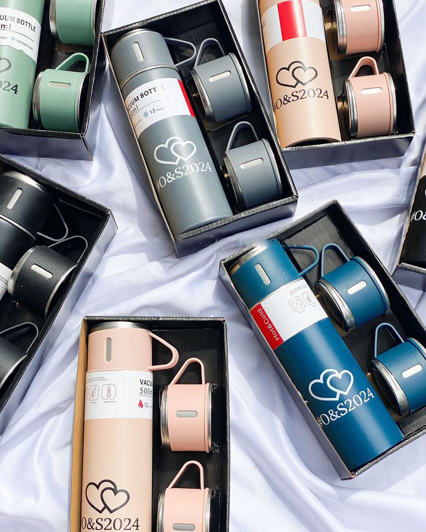 customize
                                                        branded vacuum flask set with 2 cups design and printing in lagos nigeria