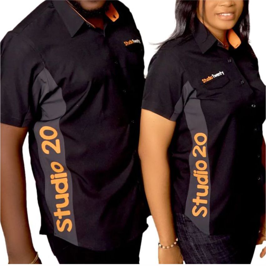 best high top quality custom branded customized button down t-shirt design and printing in Lagos, Abuja, Nigeria, Africa.