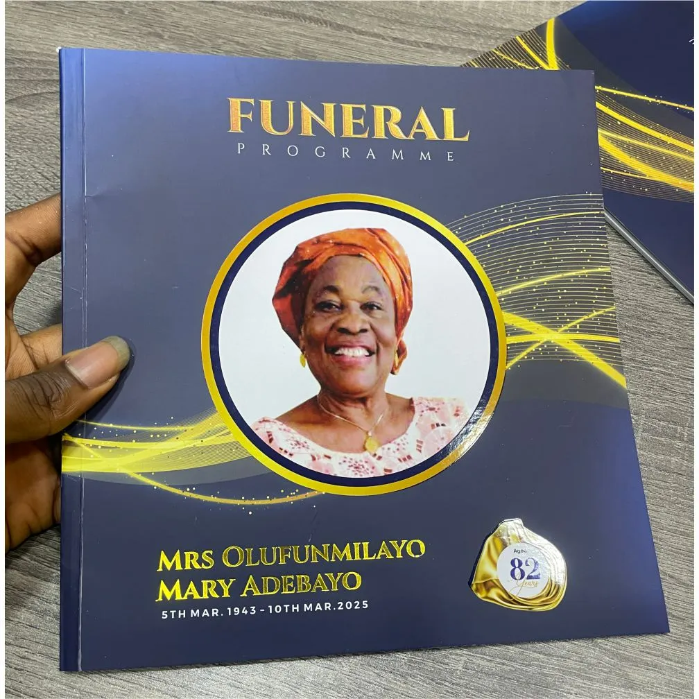 Customized high best quality top branded custom retractable luxury funeral/burial pamphlet brochure program design and printing in Lagos, Abuja, Nigeria, Africa.