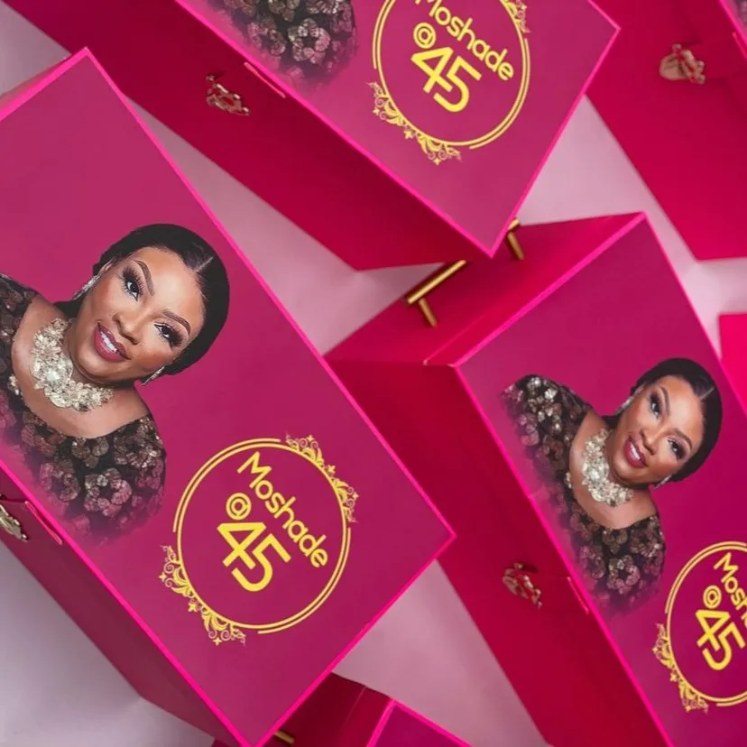 best high top quality custom branded customized retractable fashionable premium personalized luxury 45th years birthday premium box design and printing in Lagos, Abuja, Nigeria, Africa.