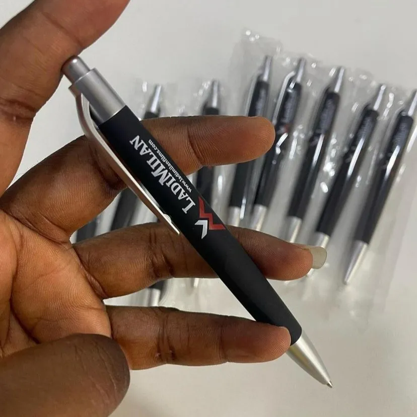Customized branded best high top quality custom branded premium retractable fashionable promotional pen design and printing in Lagos, Abuja, Nigeria, Africa.