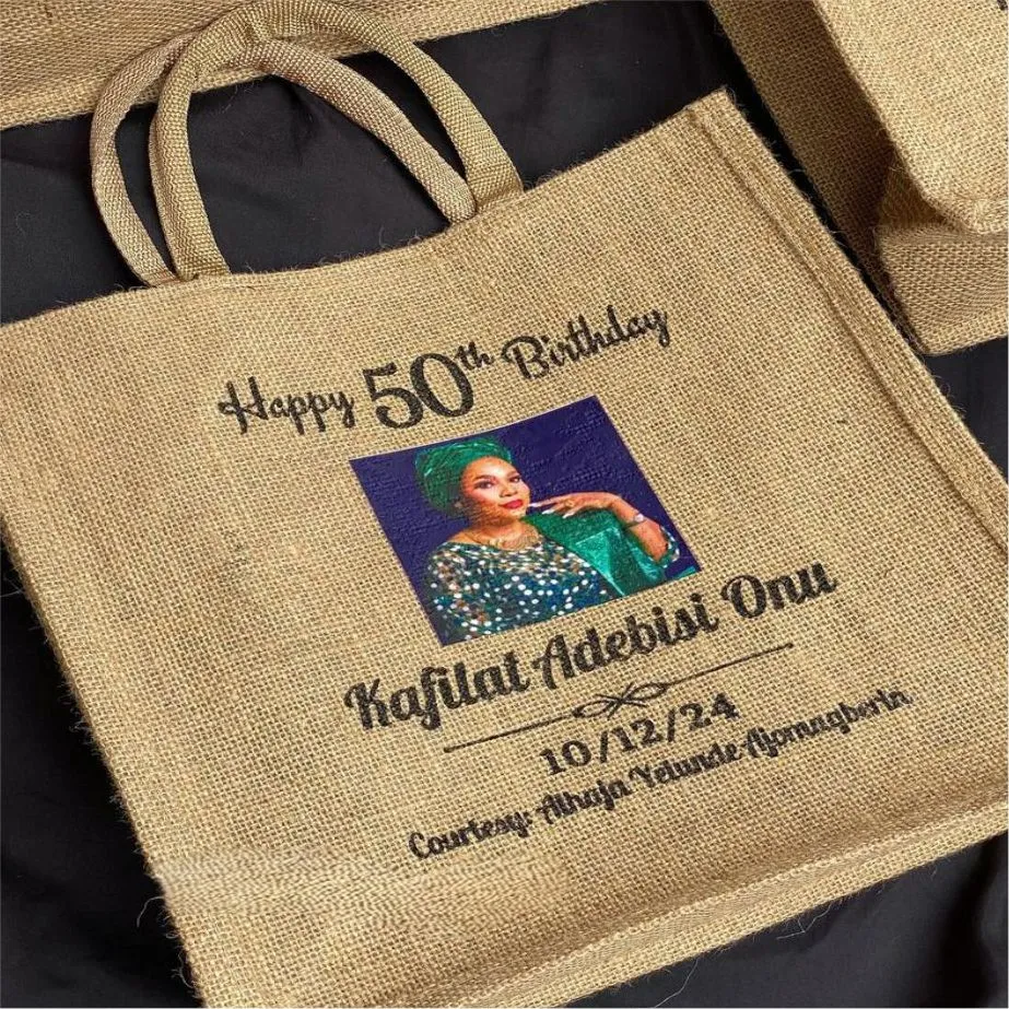 customized birthday jute bags high quality birthday souvenir gift items jute bag printing in lagos nigeria