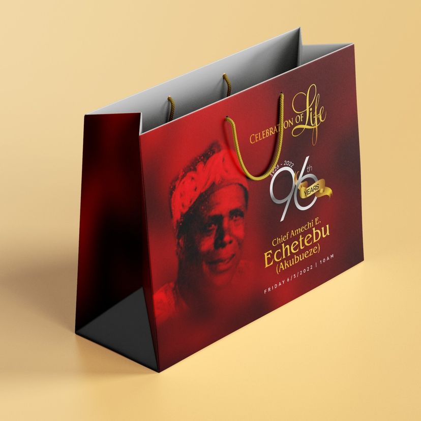 Best high top quality customized branded custom retractable fashionable funeral/burial event paper bag design and printing in Lagos,
                                                        Abuja, Nigeria, Africa.