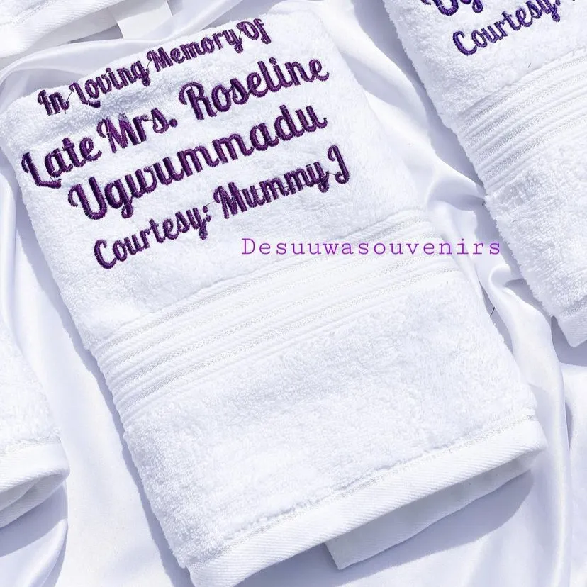 High best top quality customized branded custom personalized embroidered bath towel design and printing
                                                            in Lagos, Abuja, Nigeria, Africa.