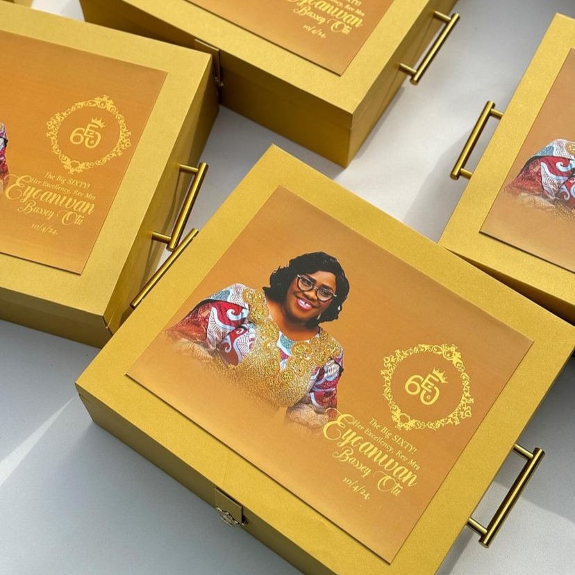Best high top quality customized branded custom corporate 60 years birthday premium gift box design and printing in Lagos,
                                                            Abuja, Nigeria, Africa.