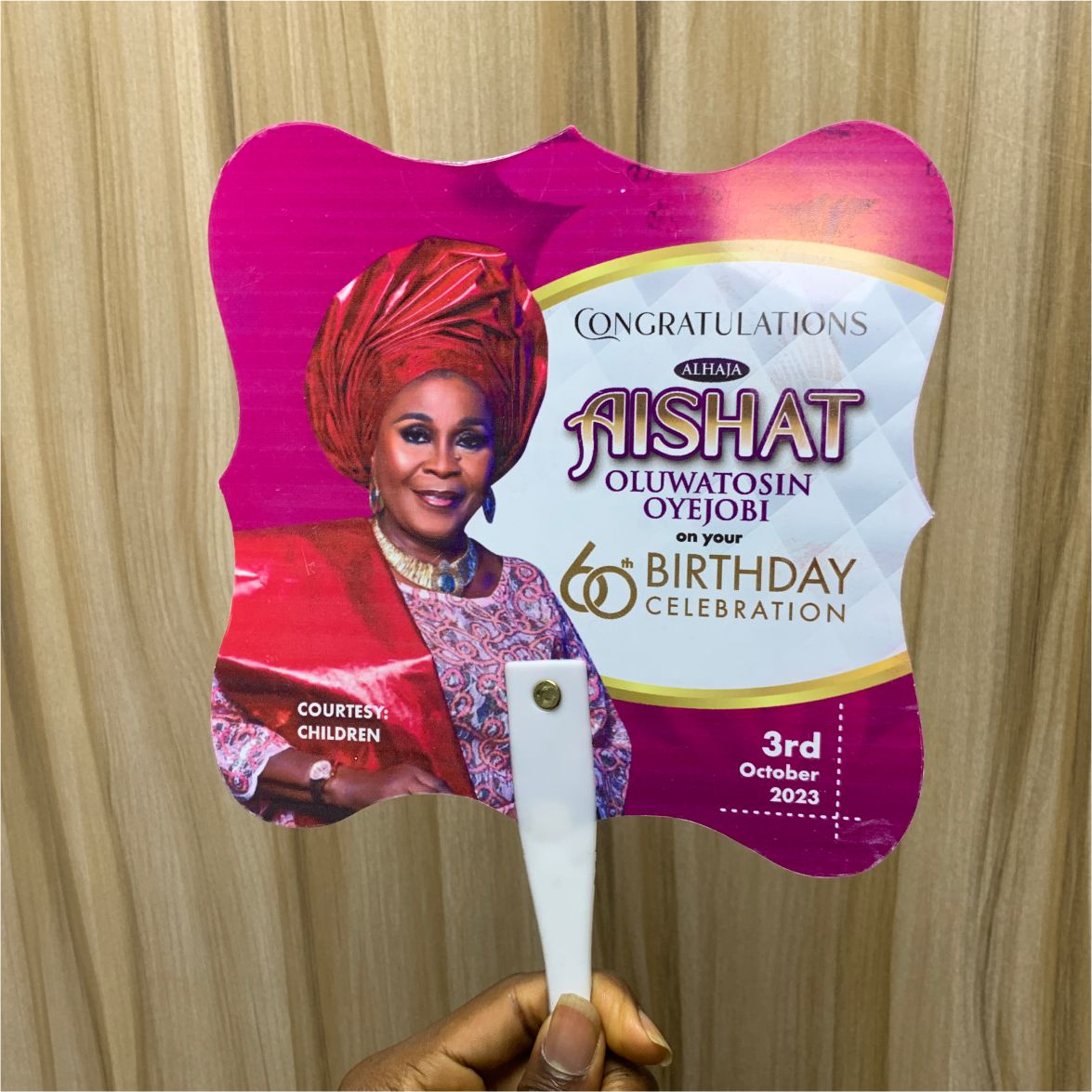 Best quality customized birthday plastic handfan design and printing in lagos nigeria