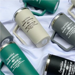 Customized high top quality custom branded promotional retractable fashionable luxury premium leather mug tumbler wedding gift items design and printing in Lagos, Abuja, Nigeria, Africa