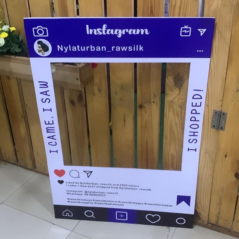 Customized branded best high top quality custom standard instagram props frame design and printing in Lagos, Abuja, Nigeria, Africa.