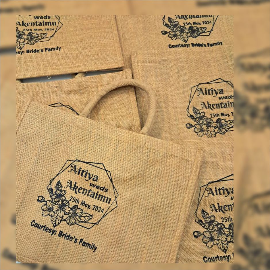 best high top quality custom branded customized marriage wedding event souvenir gift jute bags design and printing in Lagos, Abuja, Nigeria, Africa.