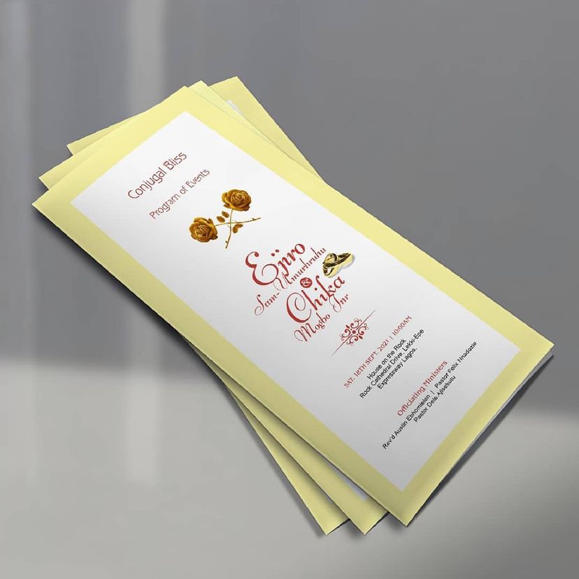 High best top quality customized branded custom premium wedding program of event brochure design and printing
                                                            in Lagos, Abuja, Nigeria, Africa.