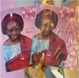 Customized high top quality custom branded retractable fashionable portrait funeral/burial program design and printing in Lagos, Abuja, Nigeria, Africa