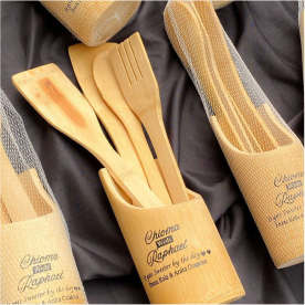 Customized high top quality custom branded promotional retractable fashionable luxury premium corporate wedding event bamboo spatula spoon set design and printing in Lagos, Abuja, Nigeria, Africa