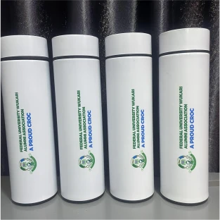 Top high best quality customized branded standard fancy retractable temperature water bottle design and printing in Lagos, Abuja, Nigeria Africa.