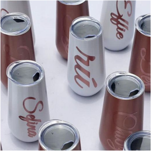 Top high best quality customized branded standard fancy retractable promotional luxury premium champagne flute wine tumbler design and printing in Lagos, Abuja, Nigeria Africa.