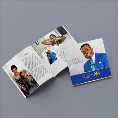 Customized high top quality custom branded promotional retractable fashionable luxury birthday program of event brochure souvenir gift item design and printing in Lagos, Abuja, Nigeria, Africa