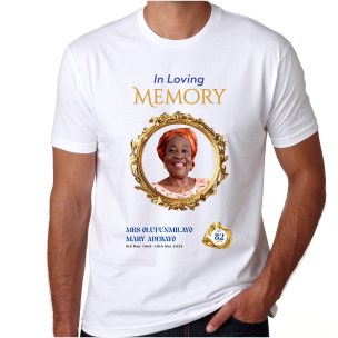 Best high top quality customized branded fashionable retractable luxury premium funeral/burial round neck t-shirt design and printing in Lagos, Abuja, Nigeria, Africa.