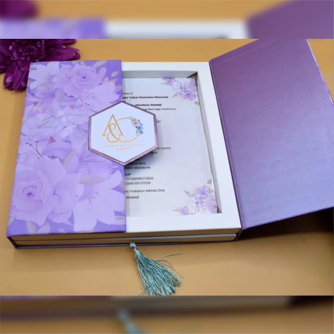 best high top quality custom branded customized premium marriage wedding invitation box set design and printing in Lagos, Abuja, Nigeria, Africa.