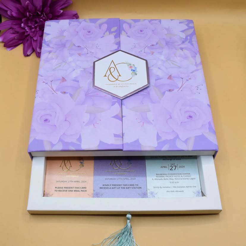 Best high top quality customized branded custom wedding/marriage invitation box set design and printing in Lagos,
                                                            Abuja, Nigeria, Africa.