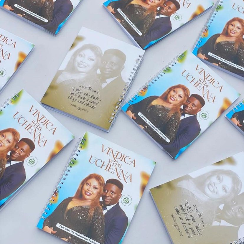 Customized high top quality custom branded wedding marriage souvenir gift items wedding jotter notepad design and printing in Lagos, Abuja, Nigeria, Africa