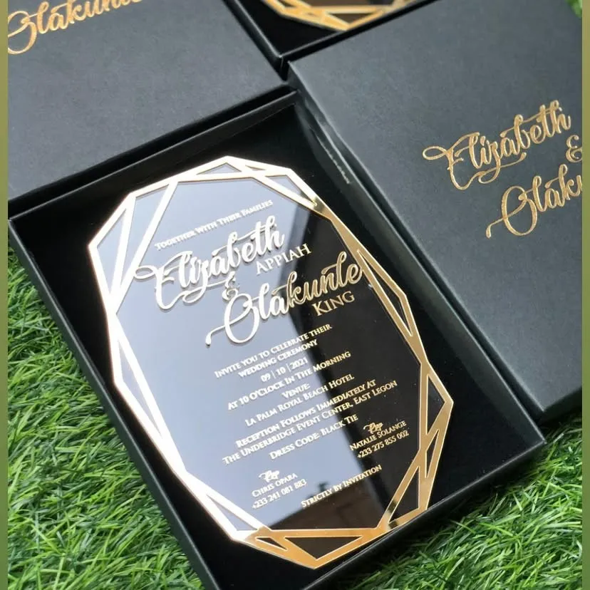 Customized high top quality custom branded wedding marriage premium acrylic invite design and printing in Lagos, Abuja, Nigeria, Africa