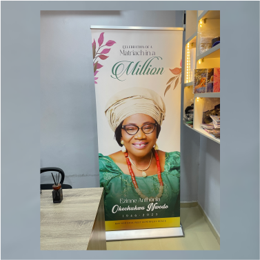 best high top quality custom branded customized retractable fashionable luxury premium funeral/burial roll up banner design and printing in Lagos, Abuja, Nigeria, Africa.