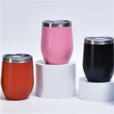 Customized high top quality custom branded promotional retractable fashionable luxury 12oz u-shaped egg shaped wine tumbler design and printing in Lagos, Abuja, Nigeria, Africa