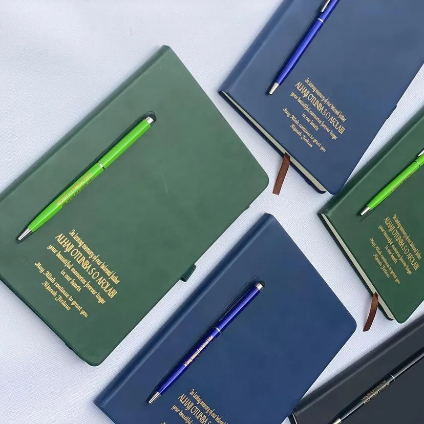 Customized branded best high top quality custom personalize hardcover magnetic pen hold journal notebook design and printing in Lagos, Abuja, Nigeria, Africa.