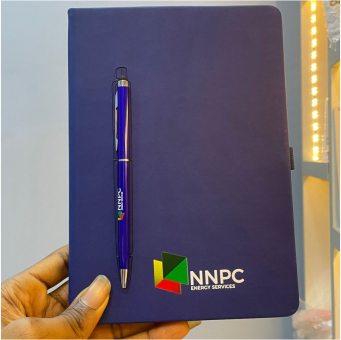 Customized high top quality custom branded promotional retractable fashionable luxury premium magnetic pen hold diary notebook journal design and printing in Lagos, Abuja, Nigeria, Africa