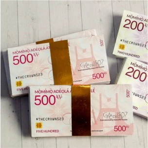 Customized high best quality top branded custom retractable promotional luxury corporate personalized dummy fake money props design and printing in Lagos, Abuja, Nigeria, Africa.