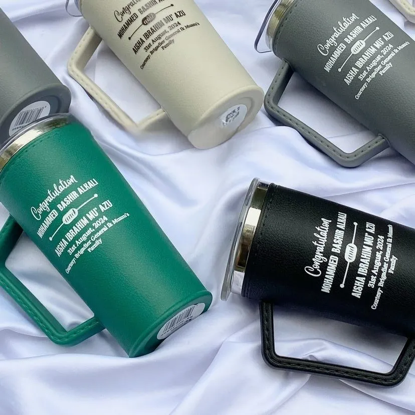 Best quality customized wedding leather insulated mug tumbler for wedding souvenirs and gift items