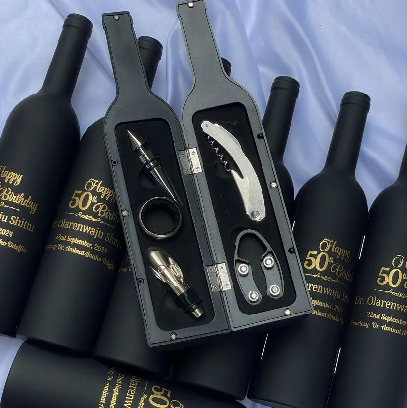 high quality customized wine opener set personalized wedding souvenir gift wine opener set printing in lagos nigeria