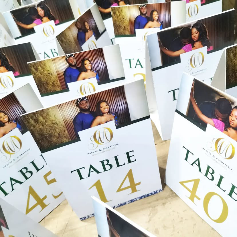 A5 custom table tag tent cards table reservation card table tent card design and printing in lagos nigeria
